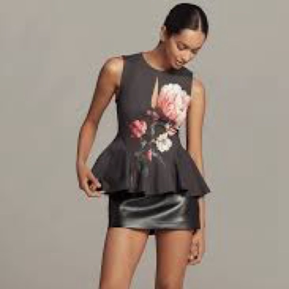 🖤 NWT Maeve Night Watch Black Floral Peplum Tank Top Size S Anthropologie - Picture 2 of 15